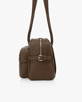 TWIN POCKET SHOULDER BAG 27 - DARK BROWN
