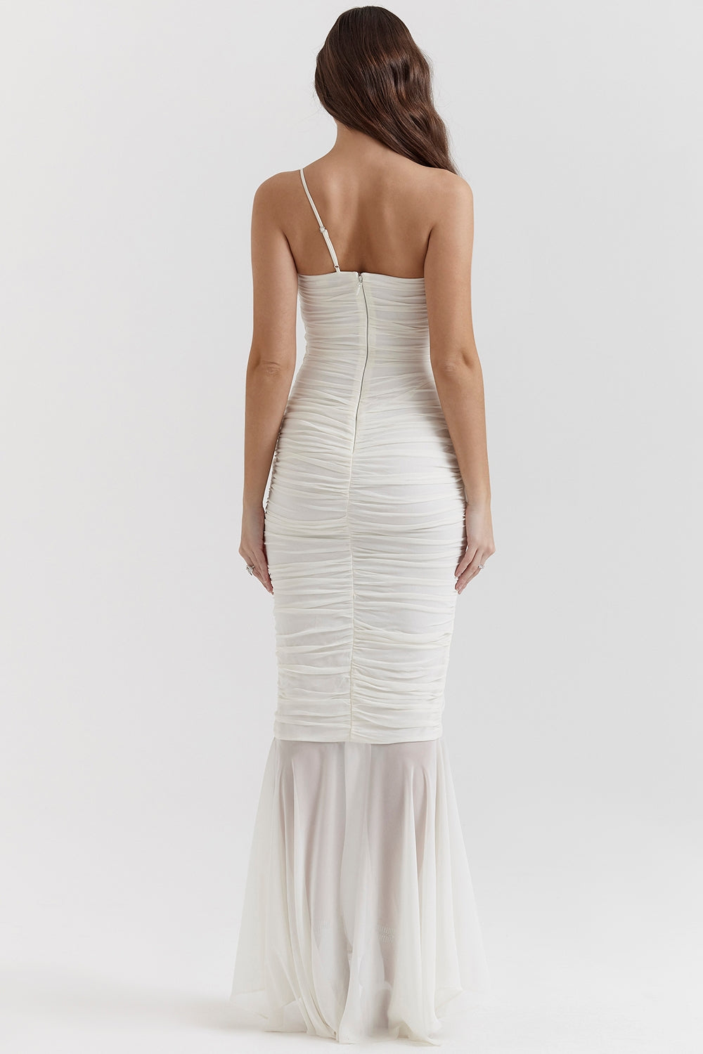 Pearla ivory ruched maxi dress