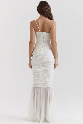 Pearla ivory ruched maxi dress