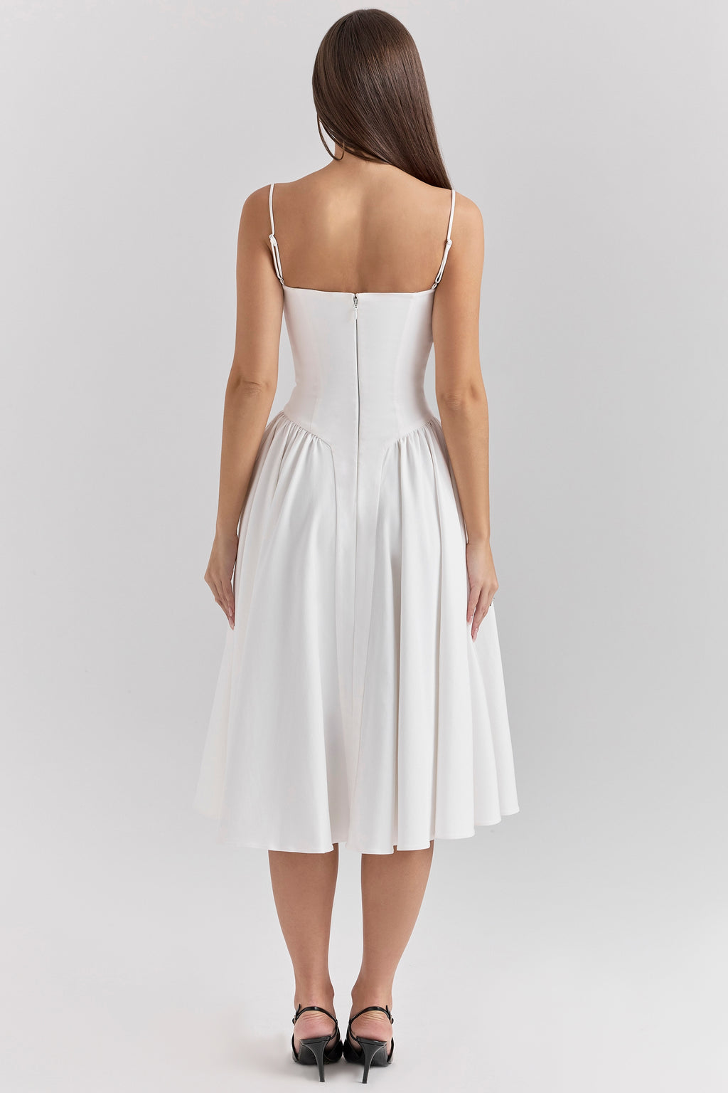 Samaria white corset midi dress