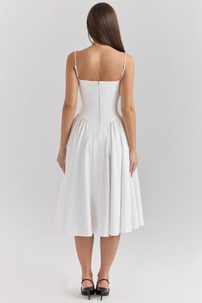Samaria white corset midi dress