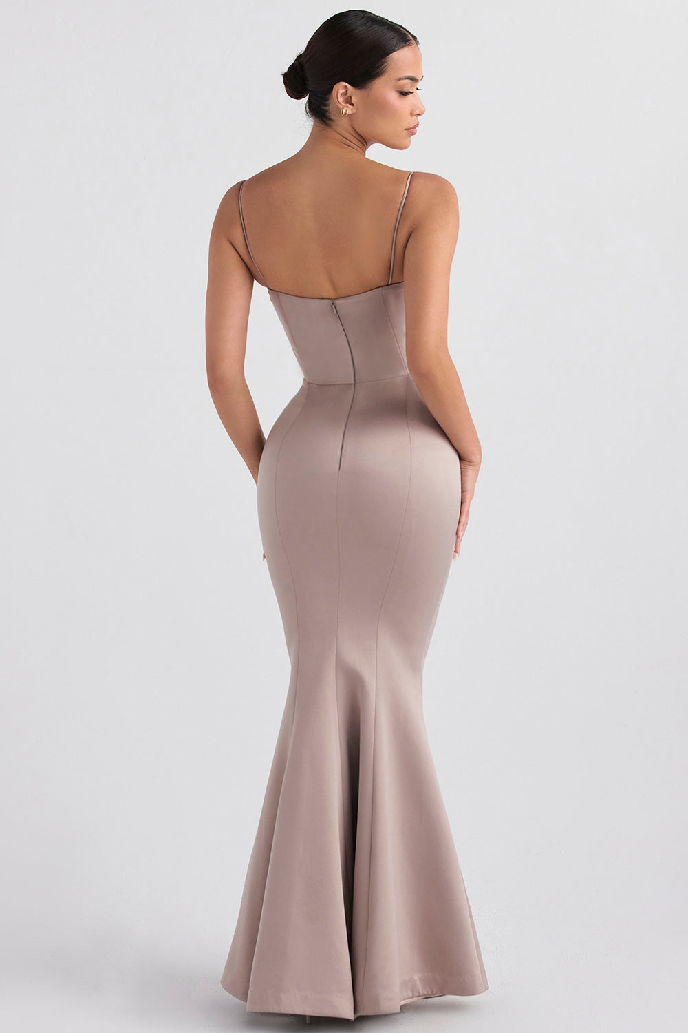 Violette mushroom satin fishtail gown Bridesmaid Collection