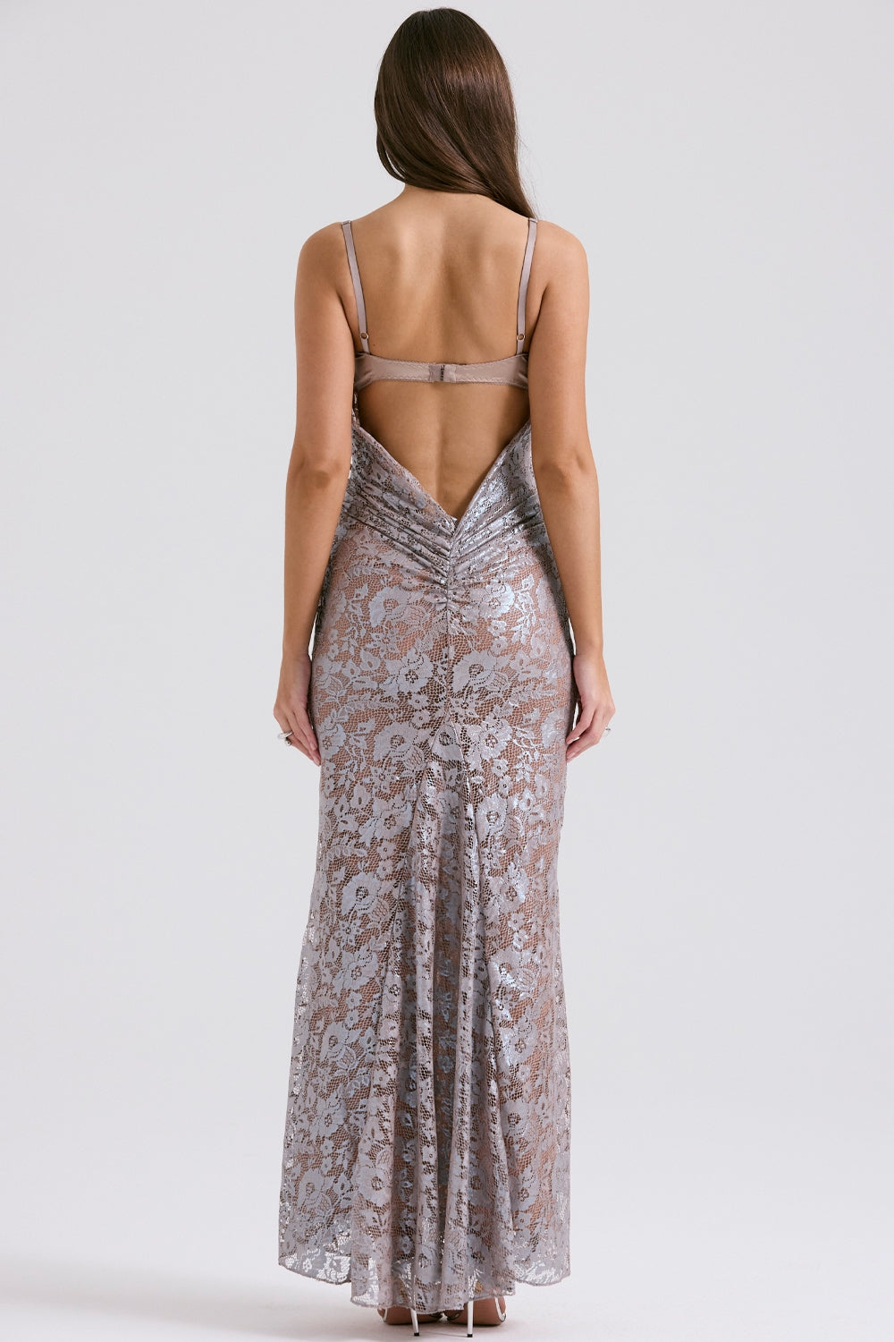 Azzurra ice blue lace godet gown Bridesmaid Collection