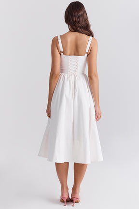 Kelly white corset midi sundress
