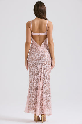 Azzurra rose pink lace godet gown Bridesmaid Collection