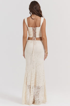 Therese vintage cream lace maxi skirt