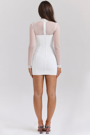 Holly white plunge mini dress