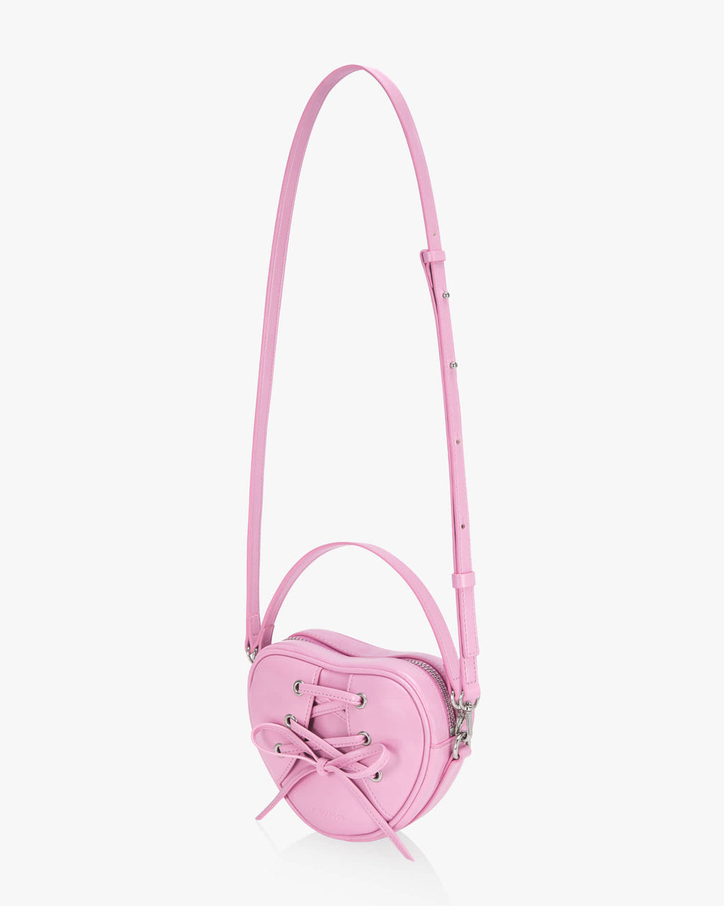 RIBBON TIE HEART BAG - PINK