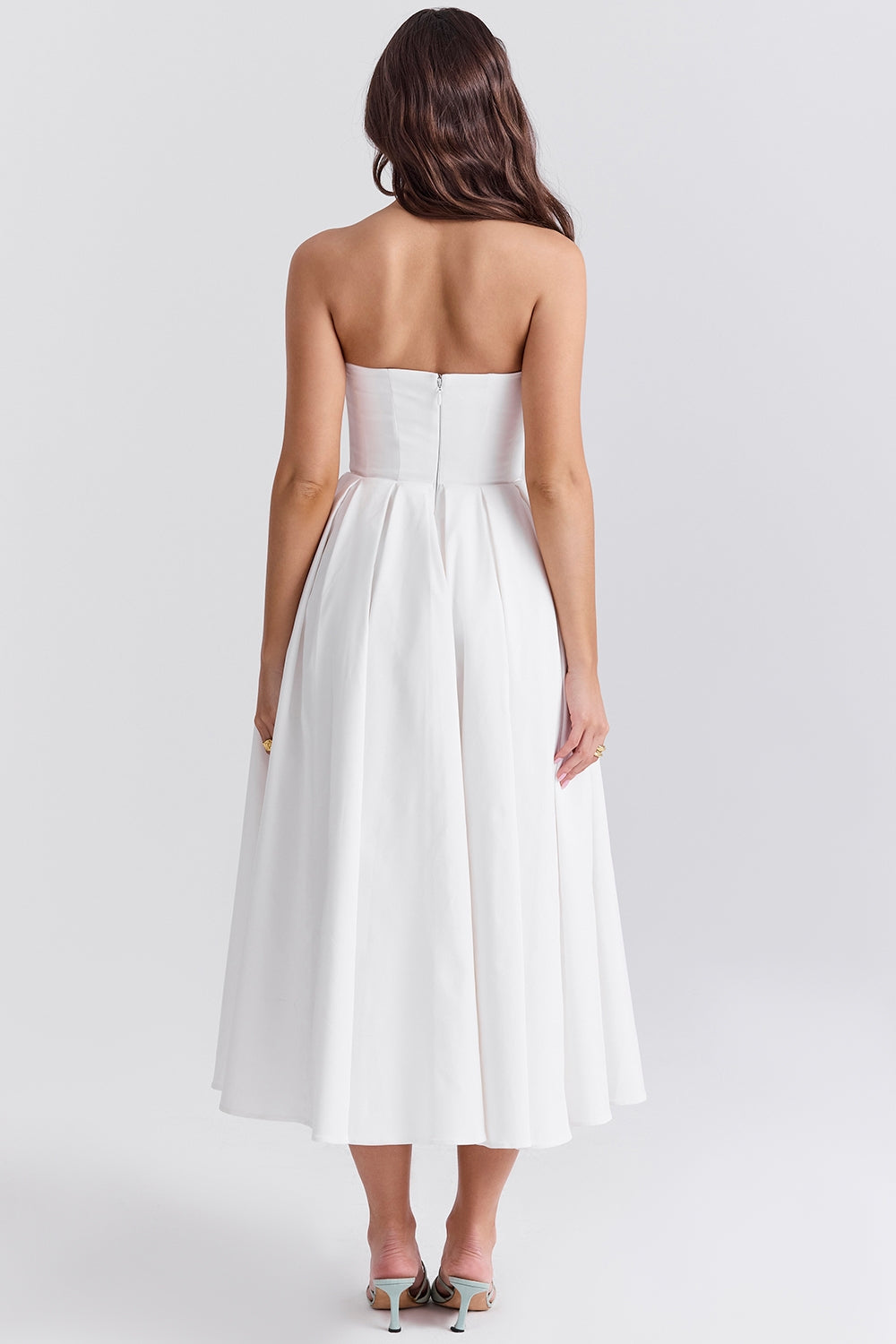 Audrey white strapless midi sundress