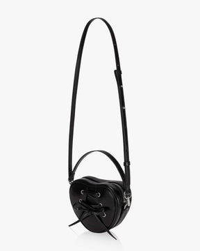 RIBBON TIE HEART BAG - BLACK