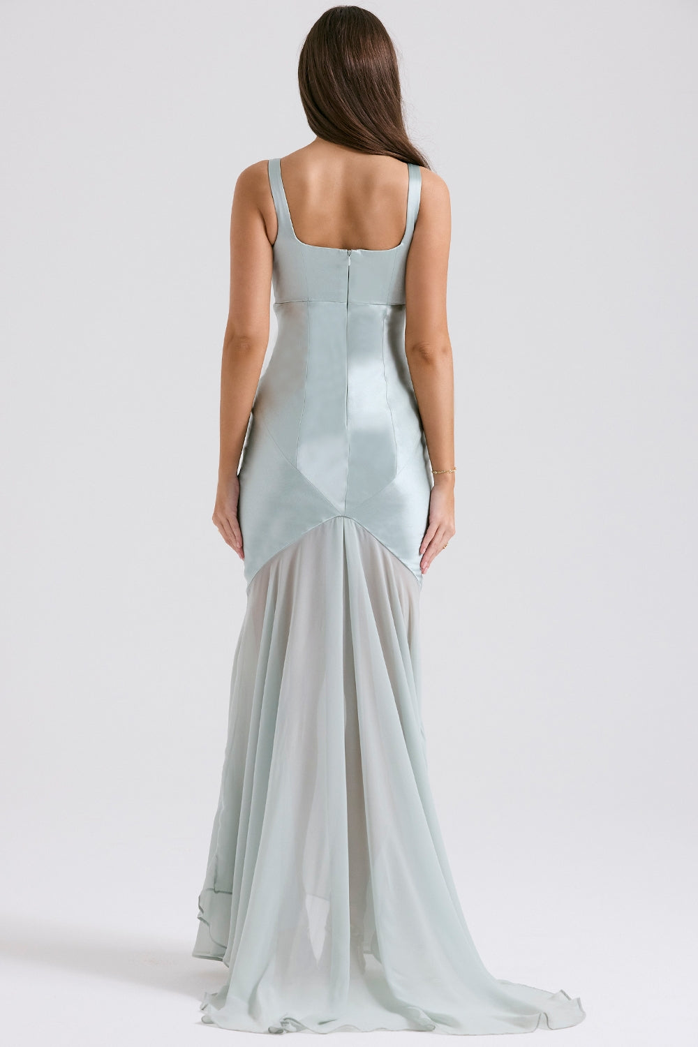 Vittoria pistachio chiffon floor length gown Bridesmaid Collection