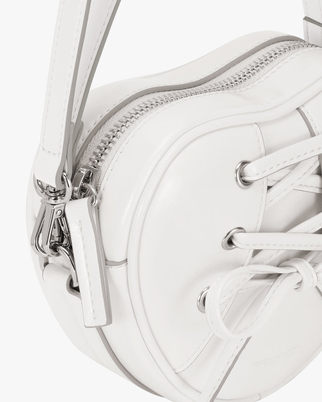 RIBBON TIE HEART BAG - WHITE