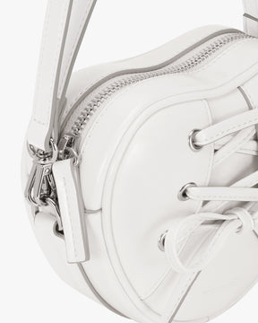 RIBBON TIE HEART BAG - WHITE