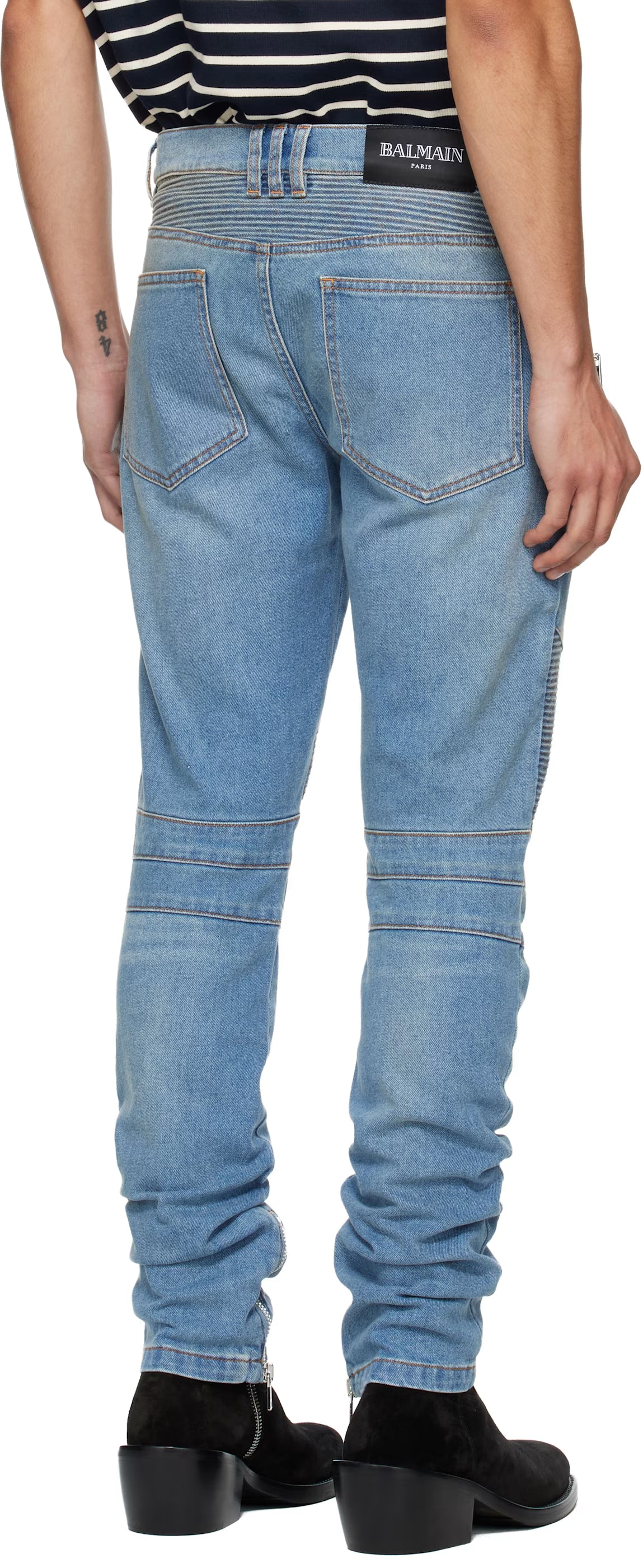 Blue Slim-Fit Biker Jeans