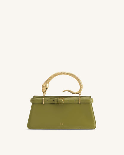 Elena Snake Handle Top Handle Bag - Matcha Green