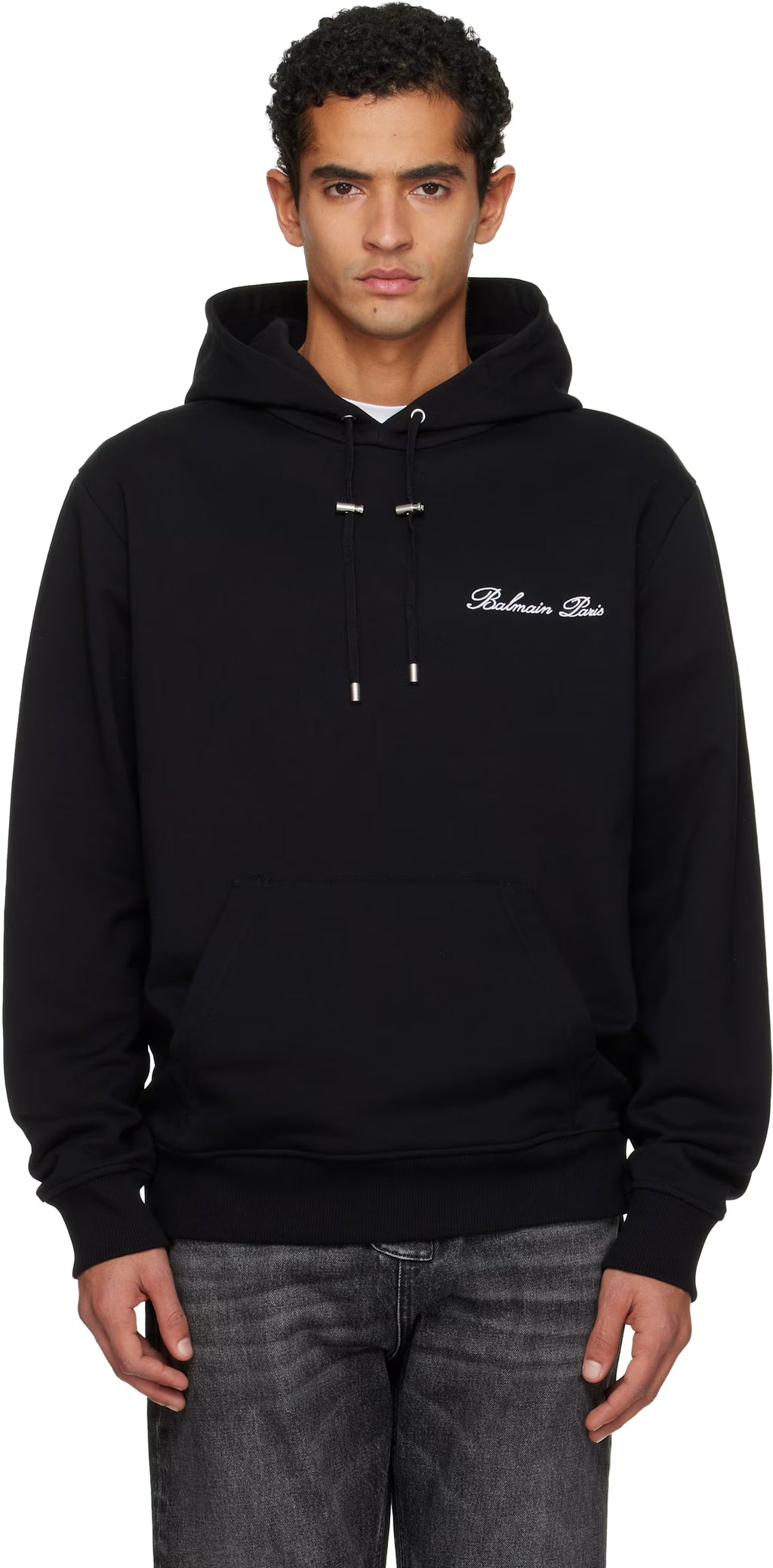 Black 'Balmain' Signature Hoodie