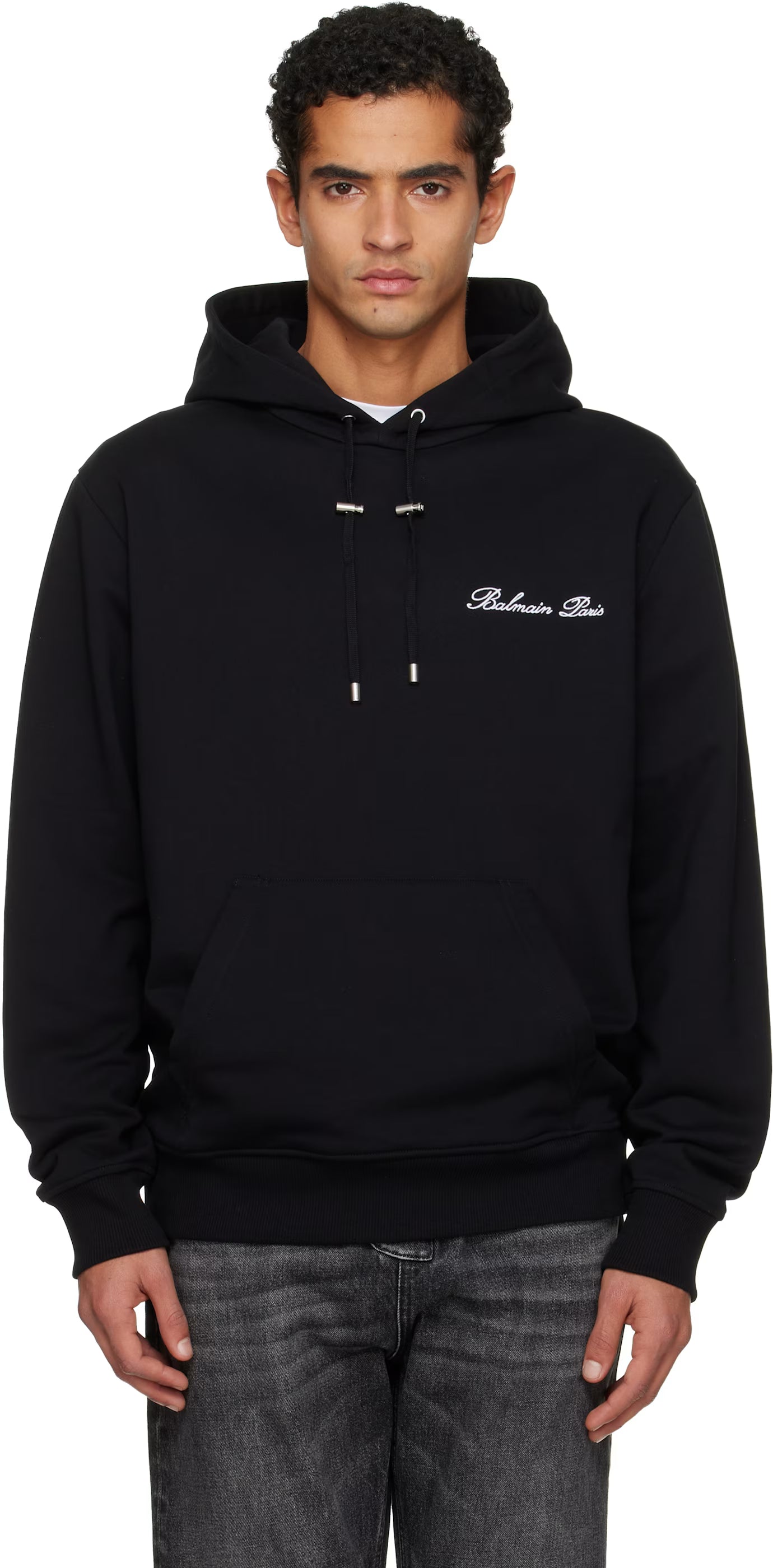Black 'Balmain' Signature Hoodie