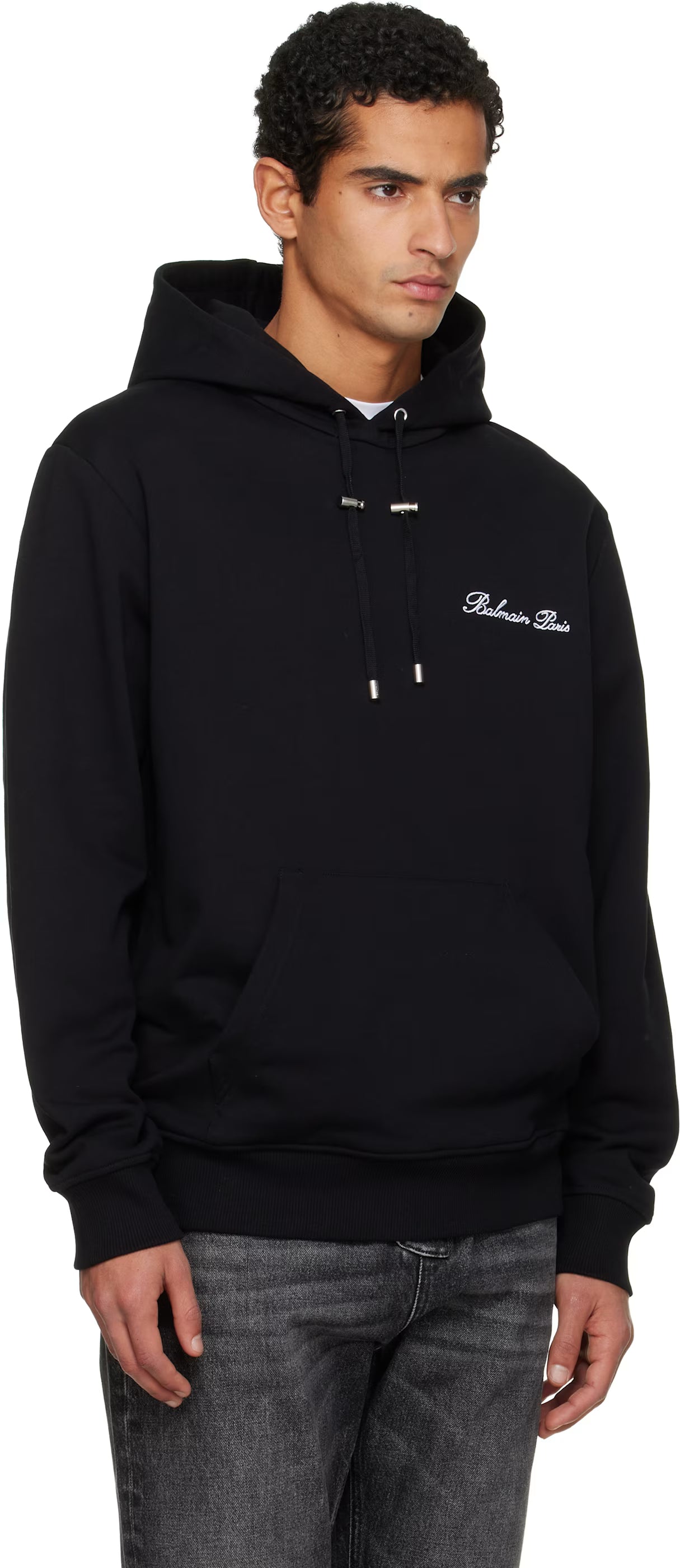 Black 'Balmain' Signature Hoodie