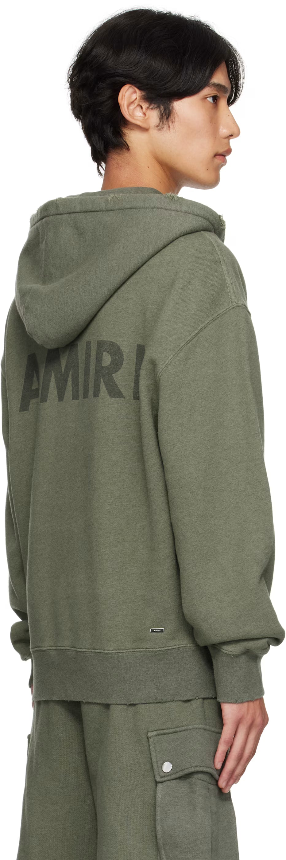Khaki 'AMIRI' Stencil Oversized Hoodie