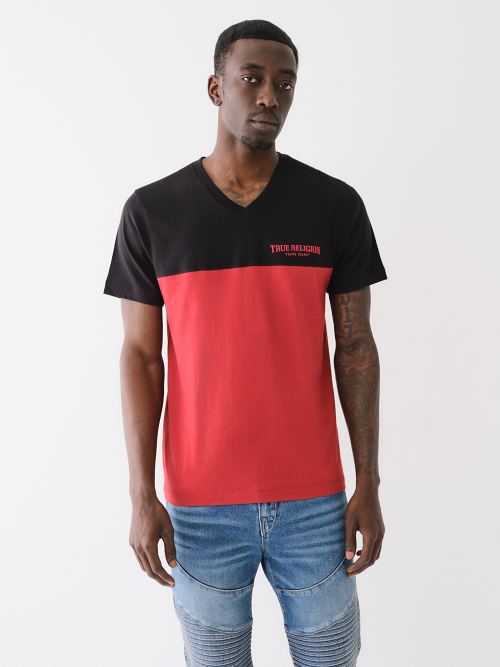 COLORBLOCK V NECK TEE