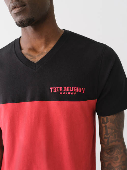COLORBLOCK V NECK TEE