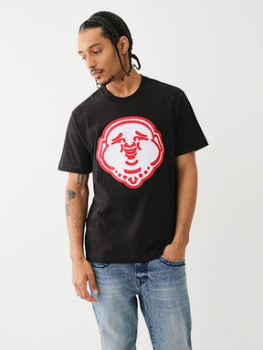 CHAIN STITCH EMBROIDERY BUDDHA FACE TEE