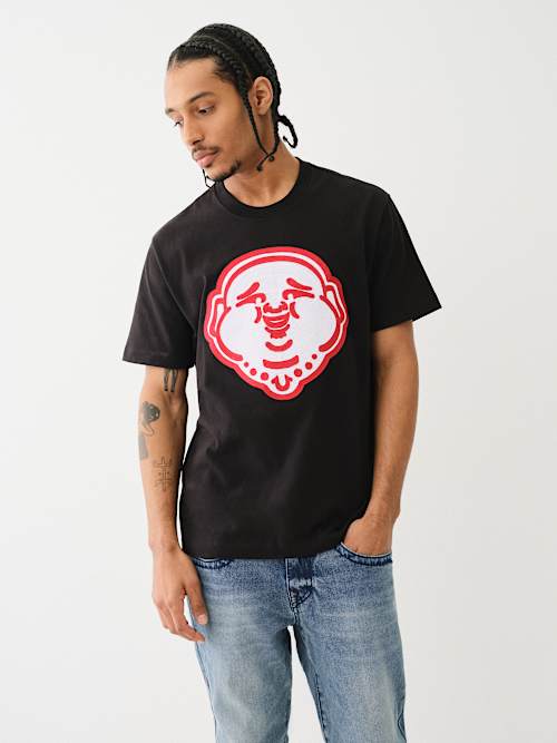 CHAIN STITCH EMBROIDERY BUDDHA FACE TEE