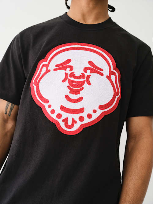 CHAIN STITCH EMBROIDERY BUDDHA FACE TEE