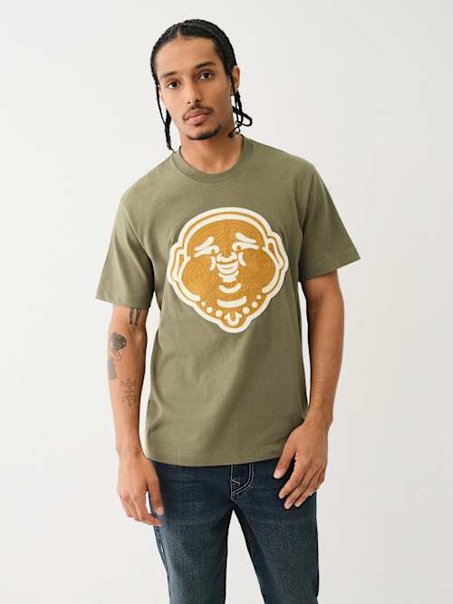 CHAIN STITCH EMBROIDERY BUDDHA FACE TEE