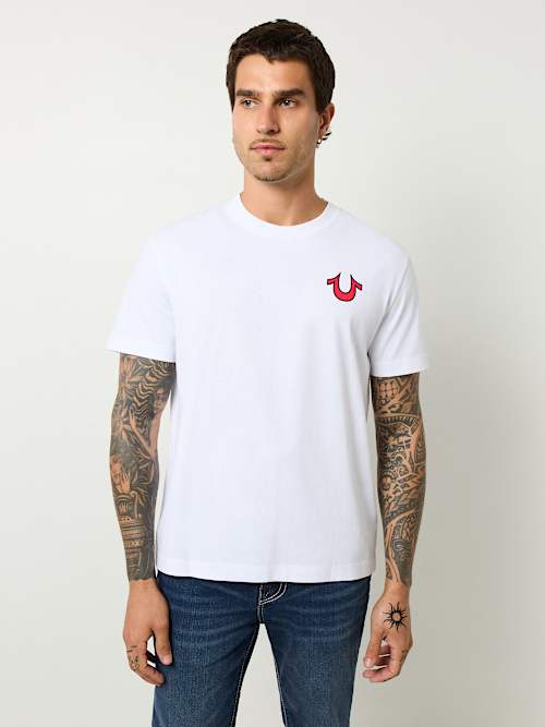 BLAZING WORLD TOUR LOGO APPLIQUE TEE