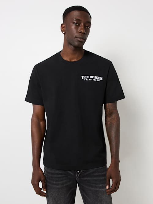 EMBROIDERED WARPED BUDDHA LOGO TEE