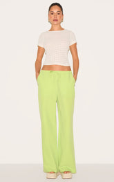 Green Pinstripe Straight Leg Trousers