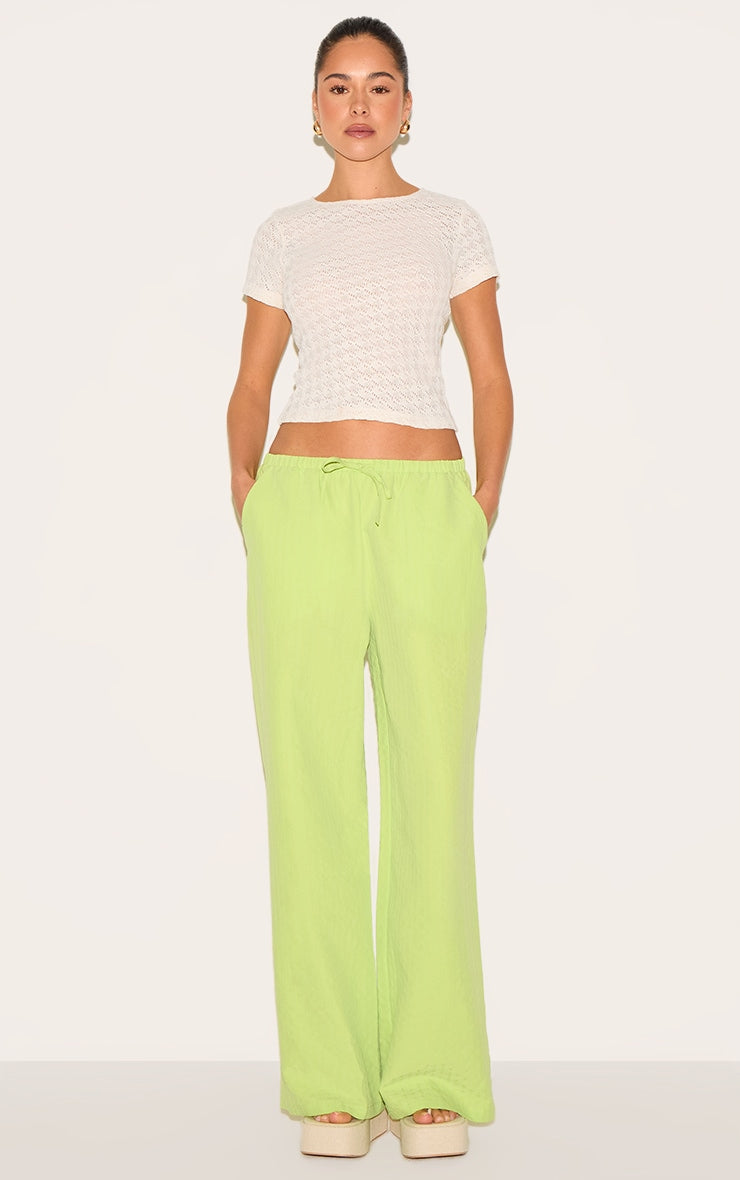 Green Pinstripe Straight Leg Trousers