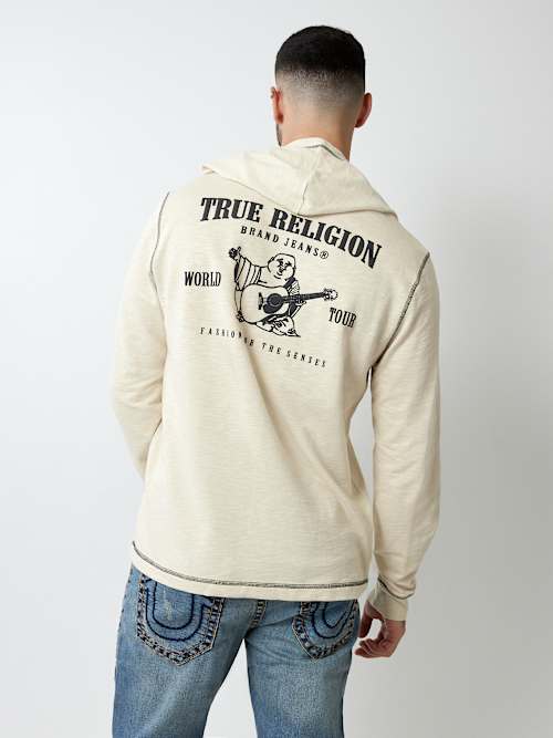 HOODED FLATLOCK HENLEY TEE