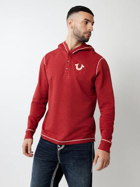 HOODED FLATLOCK HENLEY TEE