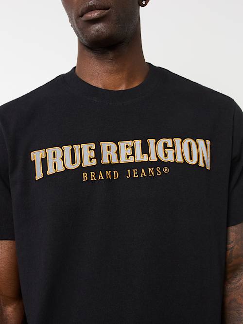 EMBROIDERED REFLECTIVE ARCH LOGO TEE