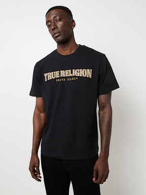 EMBROIDERED REFLECTIVE ARCH LOGO TEE