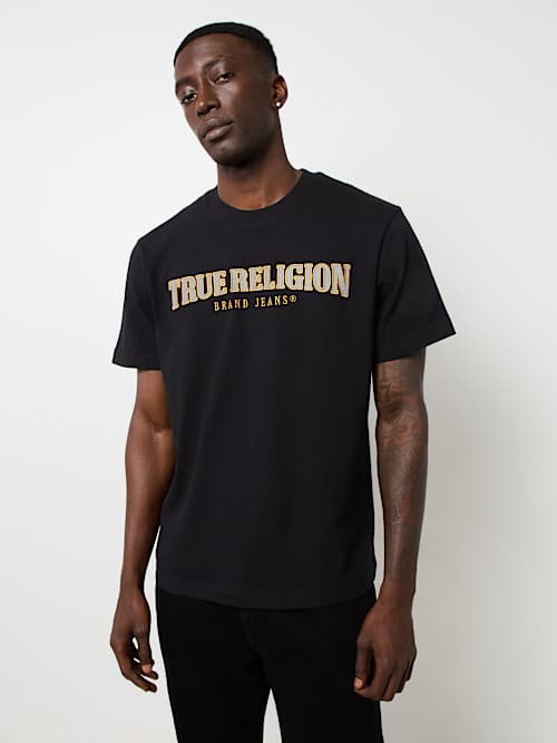 EMBROIDERED REFLECTIVE ARCH LOGO TEE