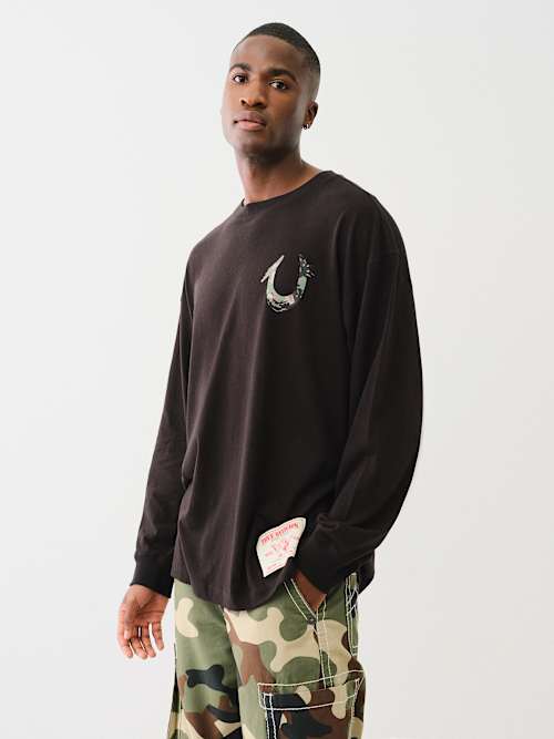 PAINTED CAMO HORSESHOE LONG SLEEVE TEE