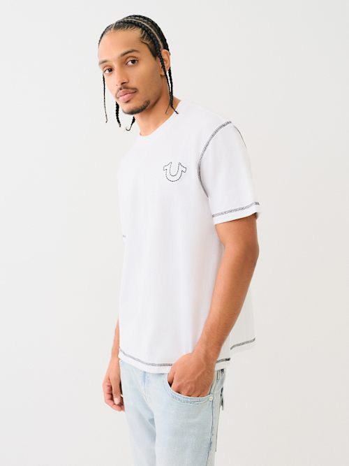 EMBROIDERED HORSESHOE FLATLOCK TEE