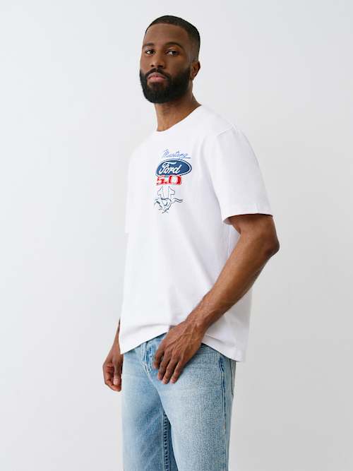 FORD X TRUE RELIGION HEAVYWEIGHT MIXED LOGO TEE