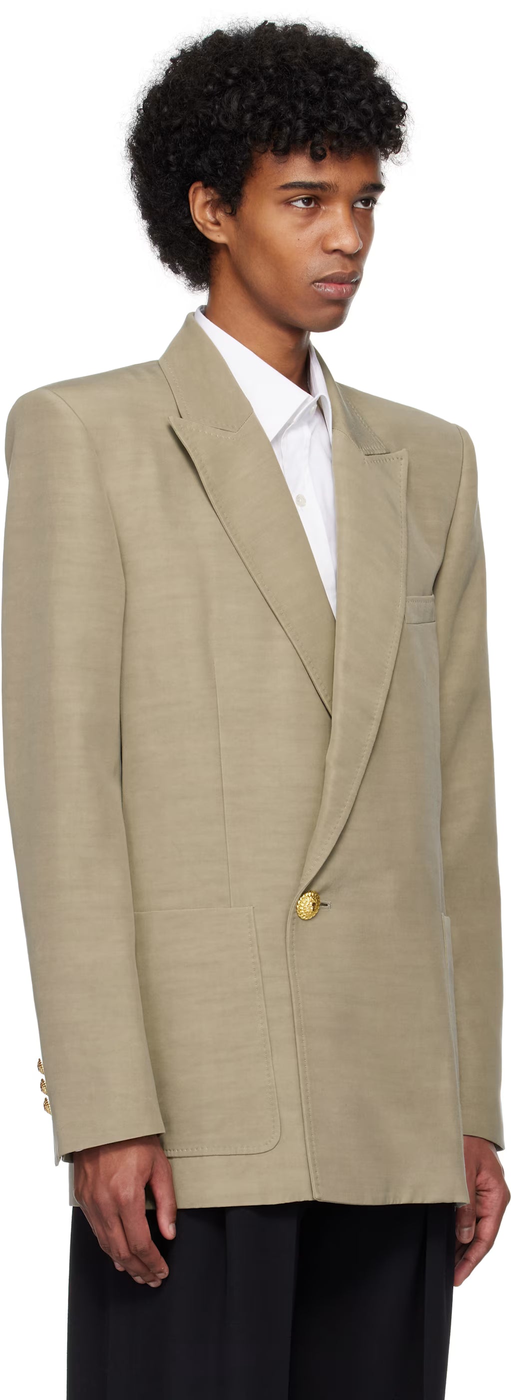 Taupe 1-Button Tailored Cupro Blazer