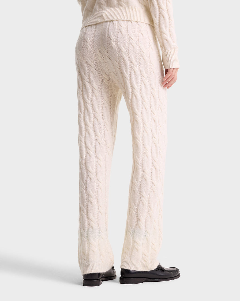 Faubourg Cableknit Wool Cashmere Pants - Cream/White