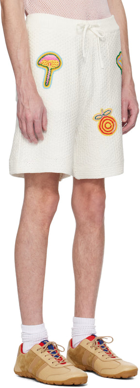 White Motif Crochet Shorts