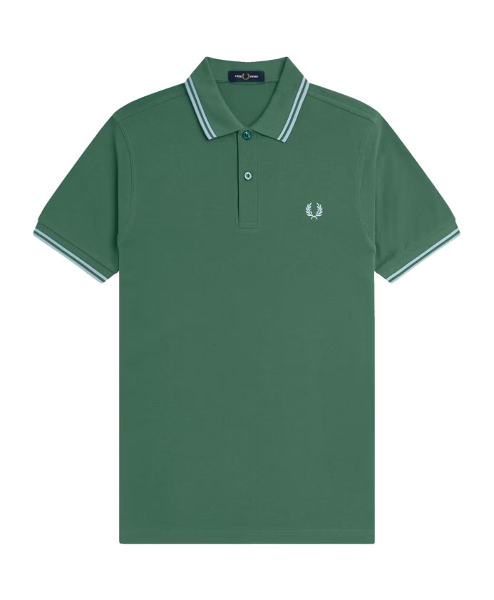 Fred Perry Twin Tipped Polo Sport Green/Track Blue
