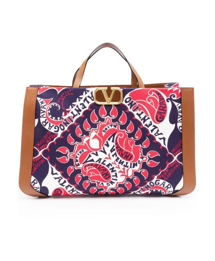 VLogo Signature Bandana-Print Tote Bag