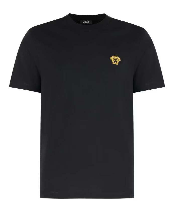 Versace Metallic Medusa Embroidered Cotton T-shirt