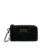 Luxury Black Nylon & Leather Logo Pouch