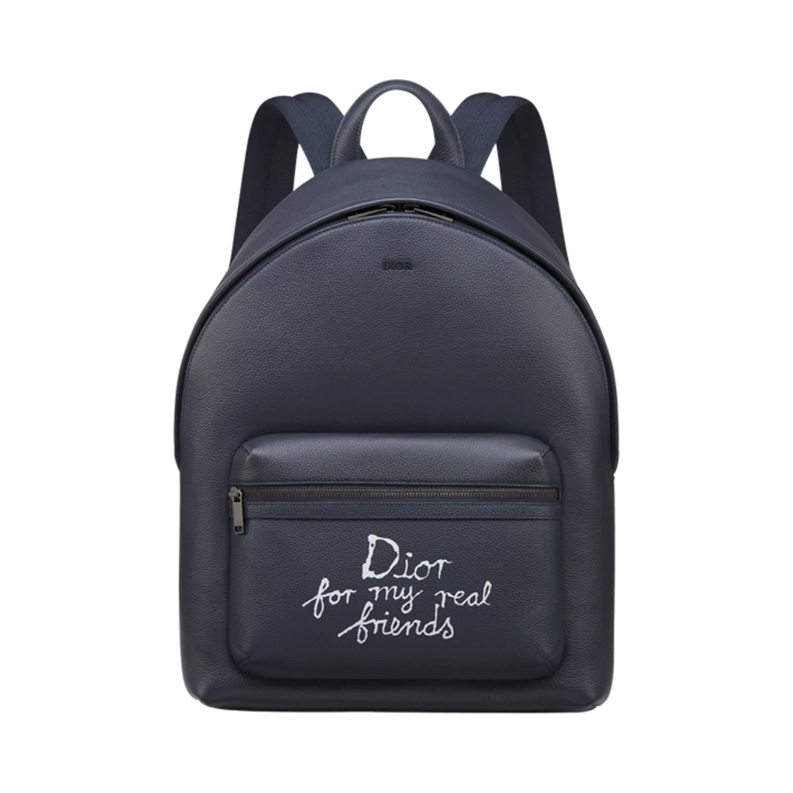 Dior x Hylton Nell Rider 2.0 Zip Backpack Grained Calfskin Print Navy Blue White