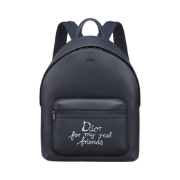 Dior x Hylton Nell Rider 2.0 Zip Backpack Grained Calfskin Print Navy Blue White